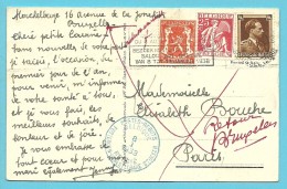 339+419+427 Op Kaart Stempel BRUXELLES Naar PARIS,Retour, Stempel POSTES-REBUTS BELGIQUE 8/1/1933 - 1932 Ceres And Mercurius