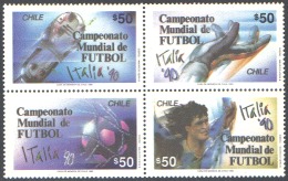 CHILE 1990 FOOTBALL WORLD CUP AT ITALY BLOCK OF 4** (MNH) - 1990 – Italia
