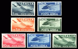 ITALIA Repubblica 1945-46 Posta Aerea Democratica 7 Valori Completa MNH ** Filigrana Ruota - Luftpost