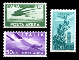 ITALIA Repubblica 1957 1962 1971  Posta Aerea Valori Complementari Lire 5, 50 E 100 MNH ** Filigrana Stelle - Luftpost