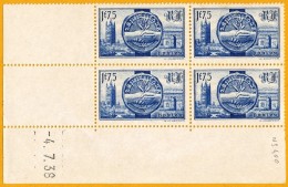 France**LUXE 1938 Bloc De 4 En Coin Daté -4-7-38, P 400, Vf 1,75 F. Visite Des Ouverains Britaniques, Tour Du Palais De - 1930-1939