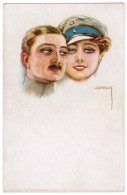 Postcard Illustrator Usabal, Glamour Couple, Army Couple (pk30350) - Usabal