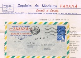 18375. Carta Aerea SOROCABA (Brasil) 1970. Deposito Madeiras Paraná - Brieven En Documenten