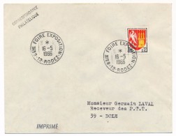Enveloppe - Cachet Temporaire "8eme Foire Exposition 12 RODEZ" 5 Mai 1966 - Matasellos Conmemorativos