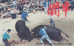 Rare Télécarte Japon - Animal - TAUREAU / Combat - BULL Fight Japan  Phonecard  - STIER Telefonkarte - 83 - Koeien