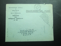 OMEC DAKAR CHEQUES POSTAUX DU 18 1 1955 SUR ENVELOPPE DU SERVICE DES CCP - Briefe U. Dokumente