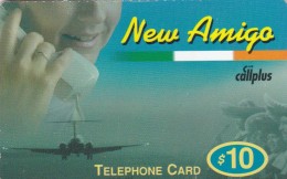 United States, CallPlus, New Amigo - Plane And Flags, 2 Scans. - Cartes Magnétiques