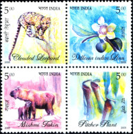 WILD LIFE & PLANTS-ERRORS-2 X SETENANT BLOCKs OF 4-FAUNA & FLORA OF THE NORTH EAST-INDIA-2006-MNH-TP-352 - Plantes Toxiques