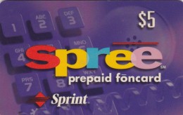 United States, Sprint, $5 Spree Instant Foncard - Key Pad In Violet, 2 Scans.  Exp. 11/30/97 - Sprint