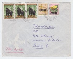 Belgian Congo/Czechoslovakia BANNINGVILLE GORILLA FLOWERS AIRMAIL COVER - Gorilla