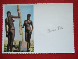 GABON - PILEUSES DE MIL - 2 FEMMES SEINS NUS - " - ECRITE DE PORT GENTIL  - BONNE FETE - " RARE " - Gabon