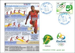 ALGERIA 2016 - Philatelic Cover Olympic Games Rio 2016 Athletics Triple Jump Olympische Spiele Olímpicos Olympics - Zomer 2016: Rio De Janeiro