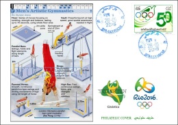 ALGERIA 2016 6 Philatelic Cover Olympic Games Rio 2016 Artistic Gymnastics M Olympische Spiele Olímpicos Olympics - Zomer 2016: Rio De Janeiro