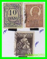 RUMANIA  ( POSTA ROMANA  EUROPA )  3 SELLOS  AÑO 1911- 1920 - 1921 - Oficiales