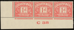 POSTAGE DUES 1937-38 1d Carmine WATERMARK SIDEWAYS-INVERTED Variety, SG Spec R28a, Fine Never Hinged Mint Control... - Zonder Classificatie