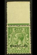 1913 ½d Green, SG 351, An Attractive Marginal Example Bearing A Type 24 "CANCELLED" Overprint, Spec Cat... - Unclassified