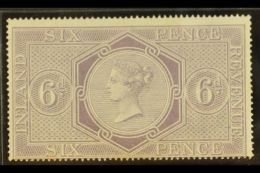 POSTAL FISCAL 1860-7 6d Reddish Lilac, Wmk Anchor 18mm, SG F17, Never Hinged Mint. For More Images, Please Visit... - Otros & Sin Clasificación
