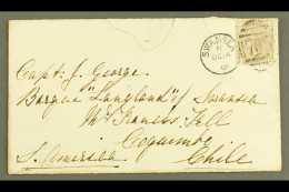 1881 (14 OCT) COVER TO CHILE Bearing 1880 4d Grey-brown Plate 17, SG 160, Tied By Swansea Duplex, On The Back Fine... - Otros & Sin Clasificación