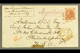 1869 (18 DEC) REGISTERED COVER TO PHILADELPHIA, USA Bearing Fine 1867 10d Red-brown, SG 112, Tied By London Barred... - Andere & Zonder Classificatie