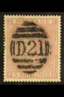1867-83 5s Rose Plate 4, SG 134, Fine Used With Complete Upright "D 21" (Richmond) Numeral Part Of Duplex Cancel,... - Other & Unclassified