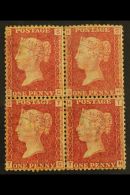 1858-79 1d Rose-red, SG 43, Plate 174, Mint BLOCK OF FOUR, Two Stamps Never Hinged, Crazed And Slightly... - Other & Unclassified