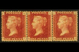 1858-79 1d Rose-red, SG 43, Plate 220, Fine Mint STRIP OF THREE (2 Stamps Never Hinged). For More Images, Please... - Other & Unclassified