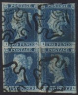 1841 2d Blue, Plate 3, SG 14, Rare BLOCK OF FOUR With Large Margins To 3 Sides (touching/just Into At Right) And... - Sonstige & Ohne Zuordnung