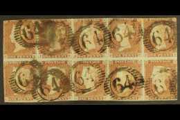 1841 1d Red-brown, SG 8, Used BLOCK OF TEN ('FA' To 'GE'). Faults, But A Rare Multiple. For More Images, Please... - Altri & Non Classificati