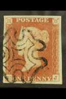1841 1d Red- Brown 'HJ' From 'black' Plate 10, SG 7, SUPERB Used With 4 Large Margins & Pretty MC Pmk. An... - Sonstige & Ohne Zuordnung
