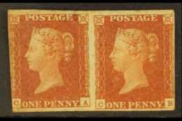 1841 1d Red-brown, SG 8, Unused (traces Of Gum) 'CA' - 'CB' Horizontal PAIR, 'CA' With Three Margins, 'CB' With... - Other & Unclassified