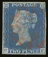 1840 2d Milky Blue 'CF' Plate 1, SG Spec DS3, Very Fine Used With 4 Close To Good Neat Margins & Attractive... - Sonstige & Ohne Zuordnung