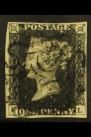 1840 1d Black 'FL', Plate 9, Fine Used With Four Good To Close Margins And Black Maltese Cross Cancel.  For More... - Sin Clasificación