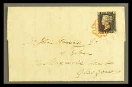 1840 (28 Nov) EL From Belfast To Glasgow Bearing A Choice Quality 1d Black 'I B' Plate 7, With 4 Well- Balanced... - Non Classés