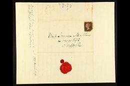 1840 (11 Oct) Entire Letter Bearing Damaged 1d Black, SG 2, Tied By Red Maltese Cross Postmark, With Dated Mark On... - Non Classés