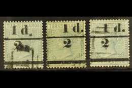 1893 "½" And Bars Surcharge On 4d Grey, All 3 Continuos Surch Types, SG 67/69, Fine To Very Fine Used. (3... - Turcas Y Caicos