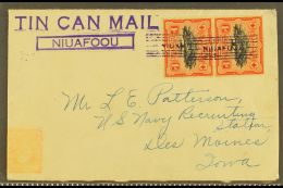 TIN CAN MAIL 1897 1d Pair (SG 39) Tied By NIUAFOOU Lined Cancel On Envelope To Iowa USA, Endorsed On Reverse "O C... - Tonga (...-1970)