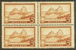 1928-31 3f Red-brown, "The Mythen" Mountain, SG 335, Zumstein 177, Fine Mint Block Of Four, Lower Pair Never... - Altri & Non Classificati