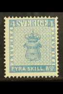 1855 4 Skill. Blue, A Very Fine Mint Reprint Of 1868 Facit 2 E2 (position 6), With Sjoman Photo Certificate.Cat... - Otros & Sin Clasificación