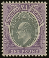 1906 £1 Green And Violet Ordinary Paper, Wmk Mult Crown CA, SG 32, Very Lightly Hinged Mint. For More... - Nigeria (...-1960)