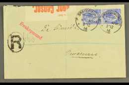 1916 (2 Dec) Registered Env To Omaruru Bearing 2½d Union Stamps Vertical Pair Tied By Two Very Fine... - South West Africa (1923-1990)