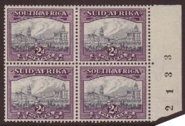 1933-48 2d Grey And Dull Purple, SG 58a, Very Fine Mint Marginal BLOCK OF FOUR With Sheet Number At Right. (2... - Non Classificati