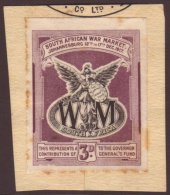 1917 WAR LABEL South African War Market, Johannesburg 3d Label, Black & Purple On Piece, Toned, Seldom Seen... - Unclassified