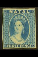 NATAL 1862 3d Blue Chalon, Imperforate Proof On Star Watermarked Paper, Fine With Four Margins  For More Images,... - Zonder Classificatie