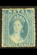 NATAL 1861-62 3d Blue, No Watermark, Rough Perf 14 To 16, SG 12, Fine Mint. For More Images, Please Visit... - Non Classificati