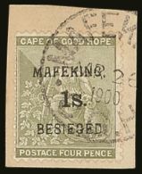 CAPE OF GOOD HOPE. MAFEKING SIEGE 1900 1s On 4d Sage-green, SG 5, Very Fine Used Tied To Piece. Pretty. For More... - Zonder Classificatie