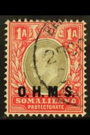 OFFICIAL 1904-05 1a Grey- Black And Carmine With NO STOP AFTER "M", SG O11a, Very Fine Used. For More Images,... - Somaliland (Herrschaft ...-1959)