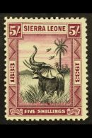 1933 Centenary 5s Black And Purple "African Elephant", SG 178, Fine Fresh Mint. For More Images, Please Visit... - Sierra Leona (...-1960)