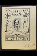 1944 Original Unadopted ARTWORK Submitted & Signed By The Famous Philatelic Authors Harold Gisburn & John... - Samoa (Staat)