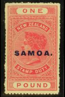 1914-24 £1 Rose-carmine Postal Fiscal, Perf 14, SG 126, Very Fine Mint, Break In Frame At Left. For More... - Samoa