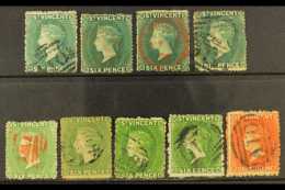 1871-1880 USED RANGE With 1871 6d, 1872-75 6d (3), 1875-78 6d Both Perfs, 1880 6d (2) And 1s. Good To Fine... - St.Vincent (...-1979)